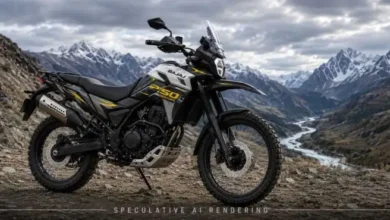 Bajaj Trekker dual sport adventure motorcycle test mule spotted during road testing in India