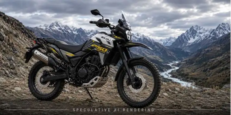 Bajaj Trekker dual sport adventure motorcycle test mule spotted during road testing in India