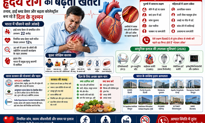 Heart Attack हृदय रोग का बढ़ता खतरा: तनाव, हाई ब्लड प्रेशर और बढ़ता कोलेस्ट्रॉल बना रहे हैं दिल के सबसे बड़े दुश्मन