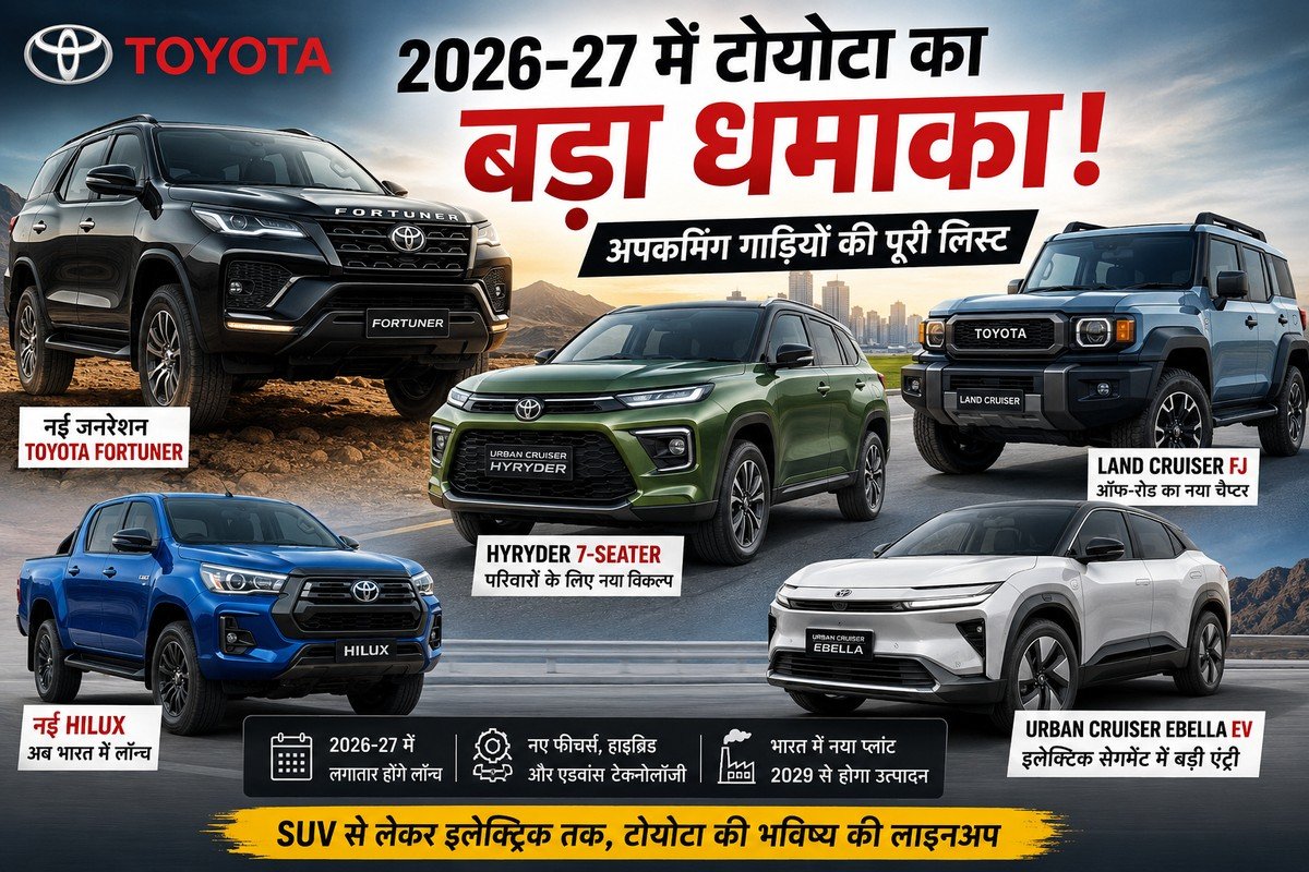 toyota india upcoming vehicles Toyota India Upcoming Vehicle Lineup: नई SUV से लेकर 7-सीटर तक, 2026-27 में टोयोटा करेगी बड़ा धमाका